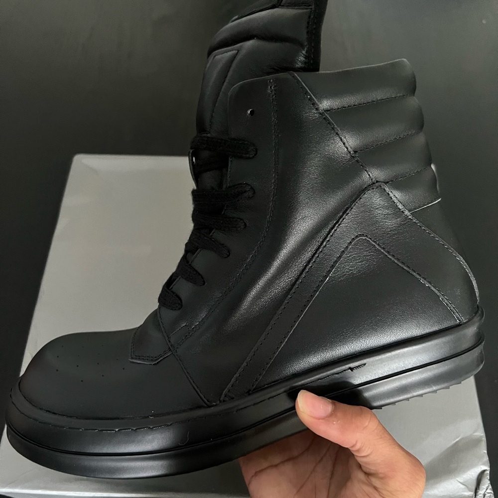 Rick Owens Black Leather Boots